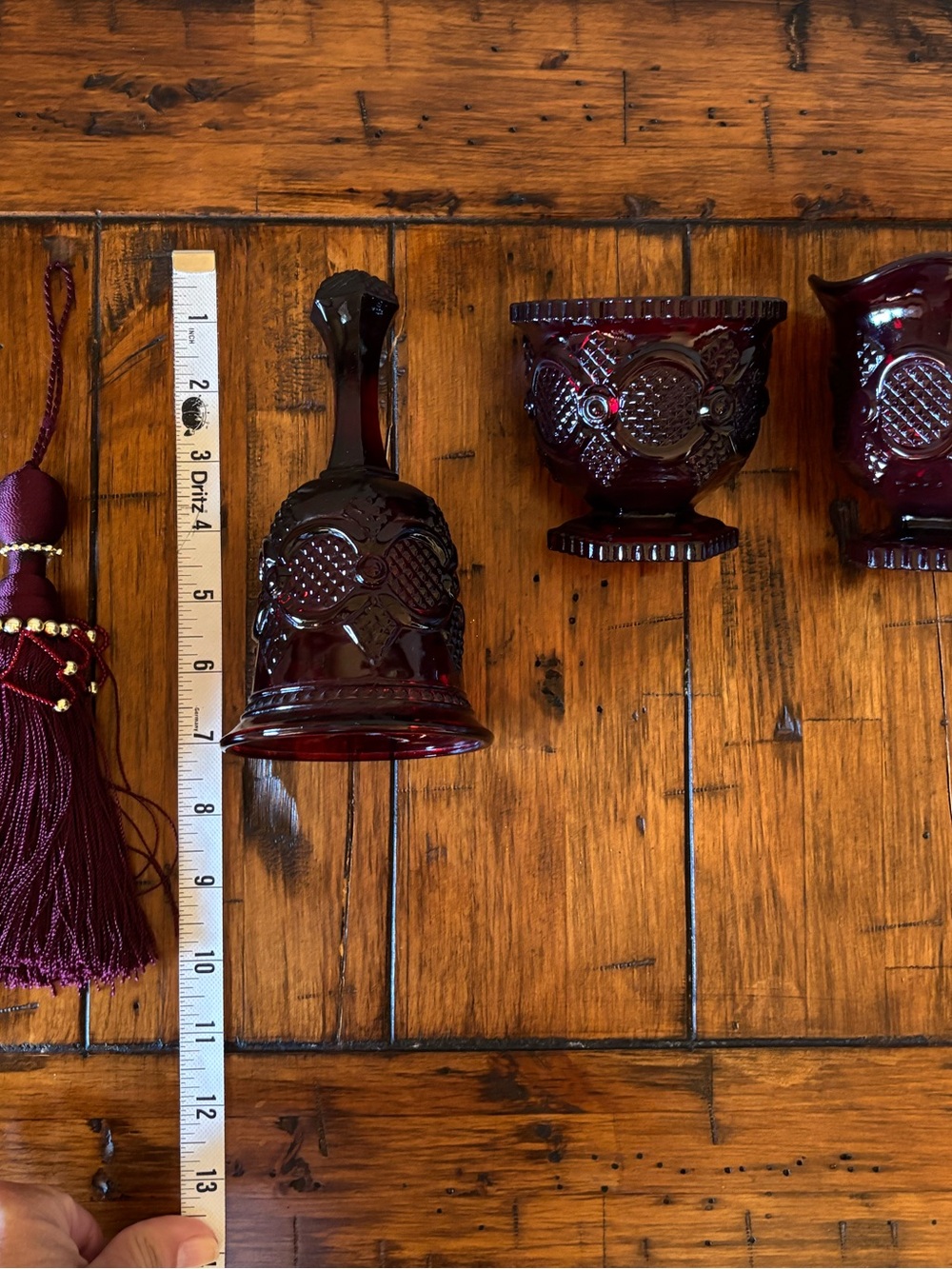 Ruby Red Avon 1876 Cape Cod Collection Sugar Creamer Bell Tassel - Picture 10 of 10